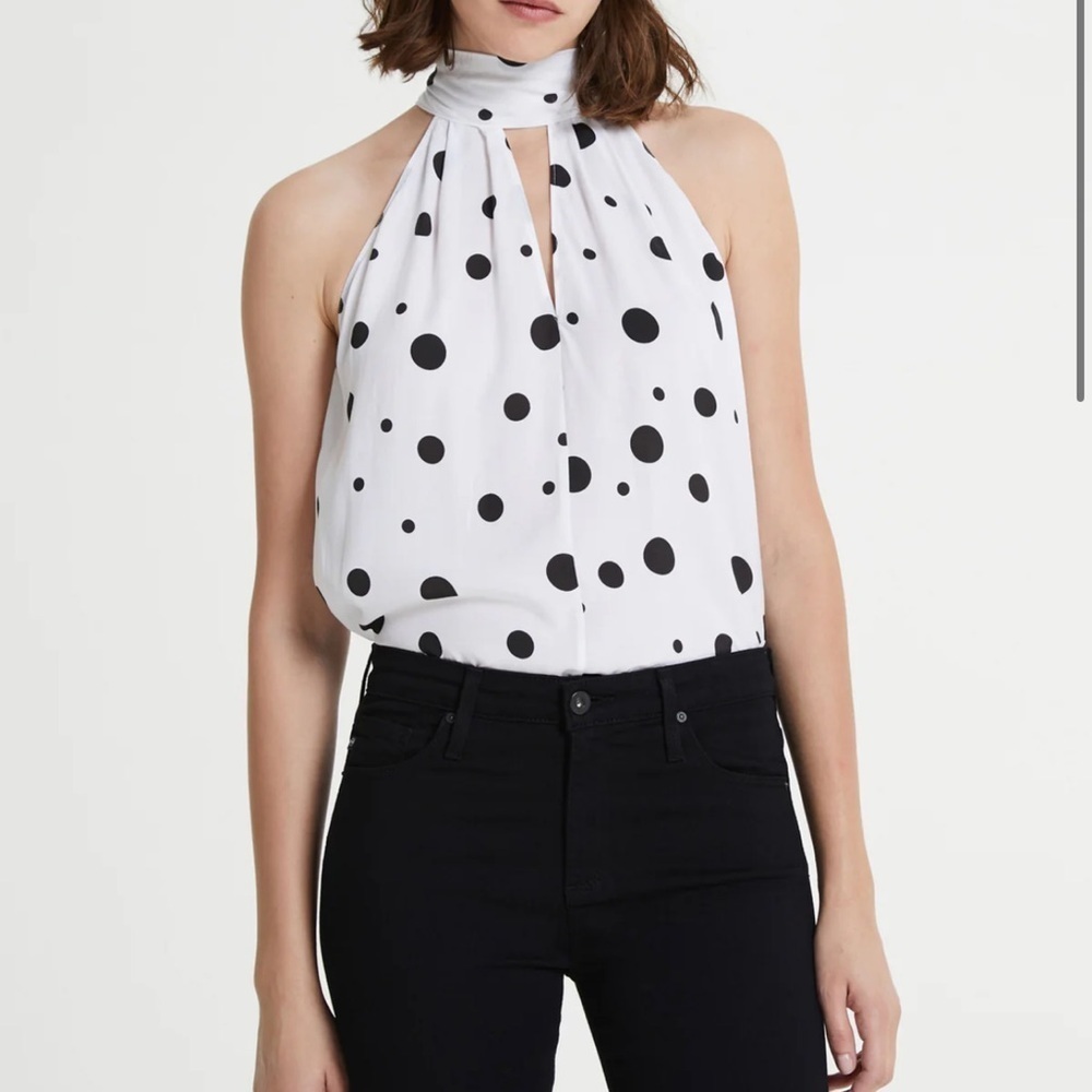 AG Polka Dot Halter Neck Top - Black and White